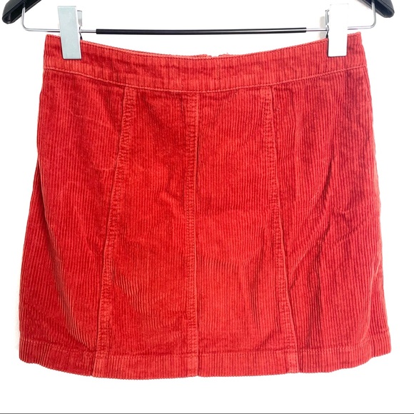 Forever 21 Skirt Womens Size Small Red Orange Corduroy Zip Up Retro Style Short - Picture 5 of 8